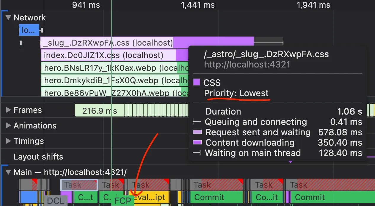 CSS 렌더링 차단 제거 예시