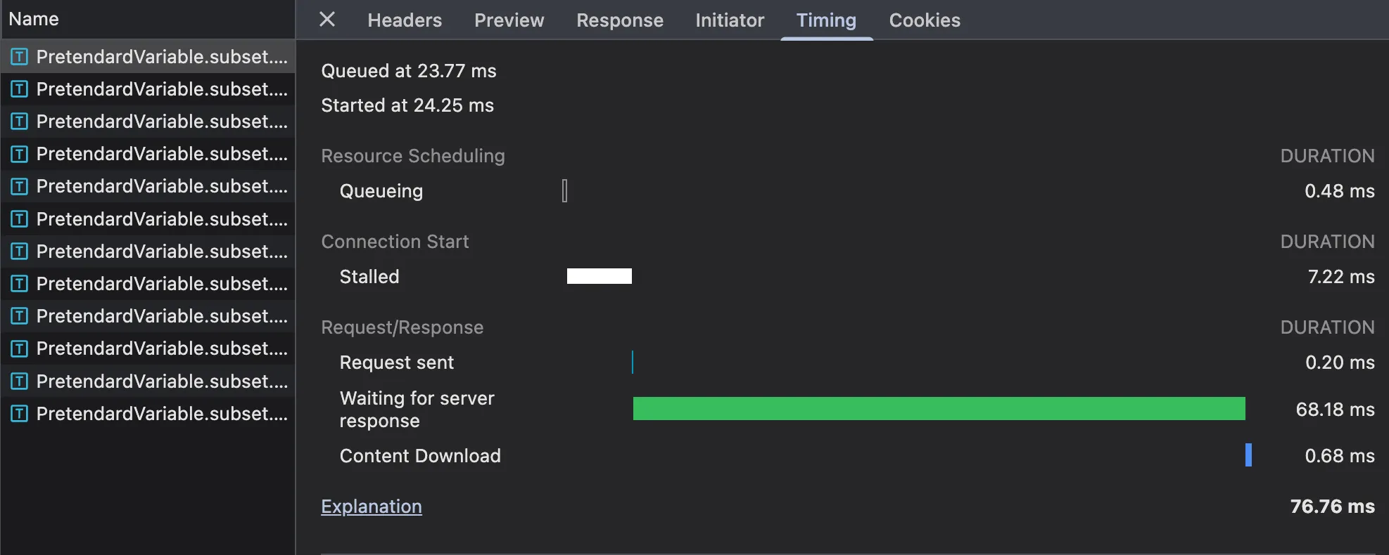 폰트 TCP 연결 시간