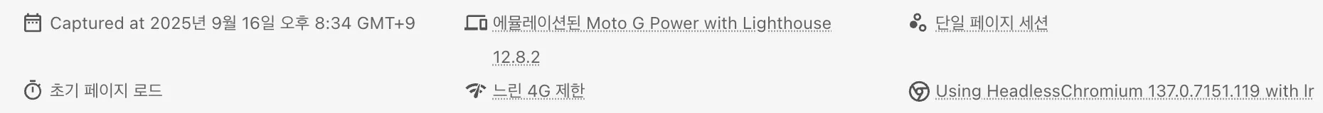 PageSpeed Insights 실험실 데이터