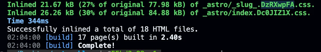 빌드 결과 크리티컬 CSS 포함 비율